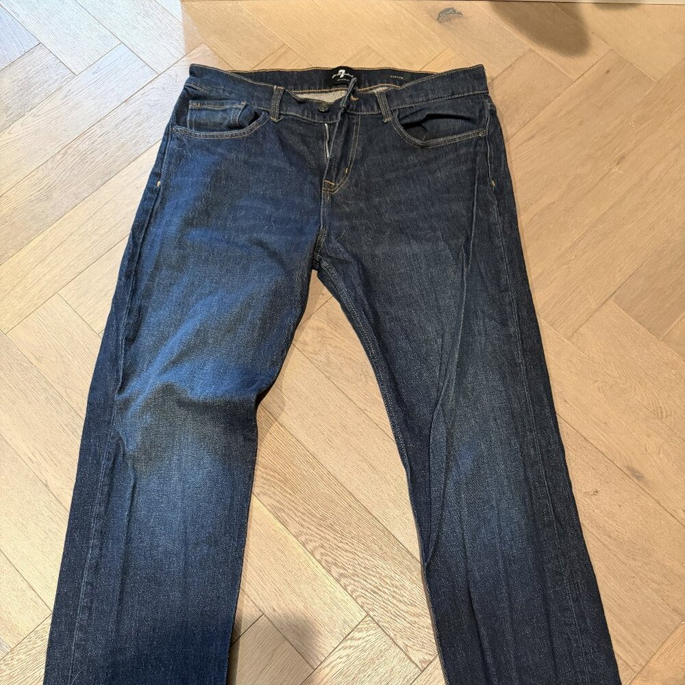 7 For All Mankind Austyn Jeans 34 Straight Fit Dark Wash Premium Denim